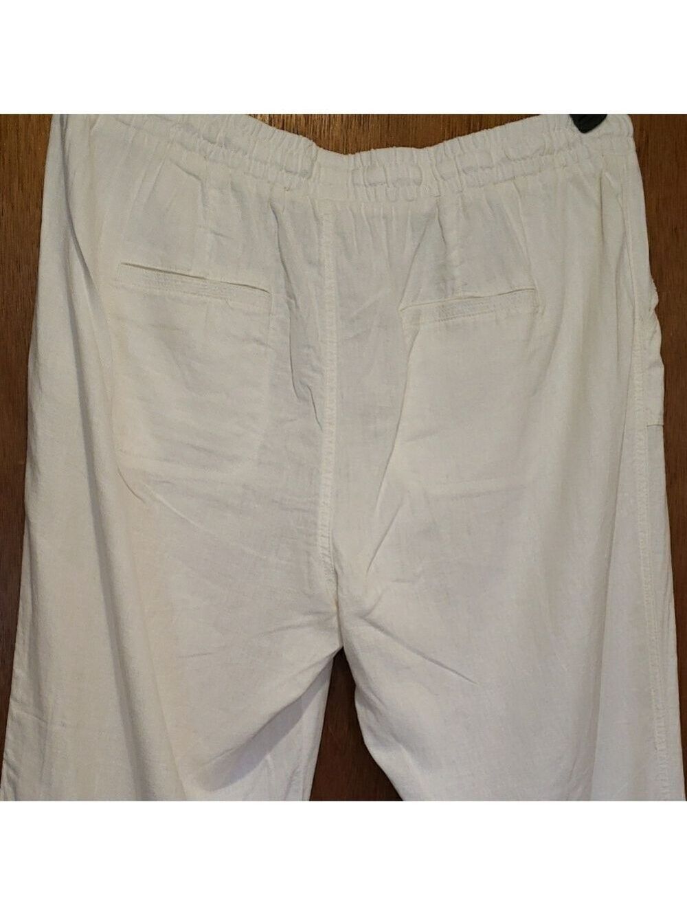 Cato Womens White Linen Blend Drawstring Wide Leg Pants - Picture 8 of 10